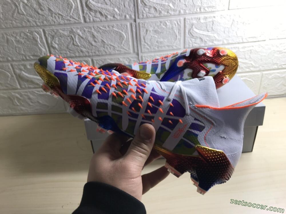 Adidas Predator Freak.1 FG High-Tops Soccer Cleats - White/Rainbow