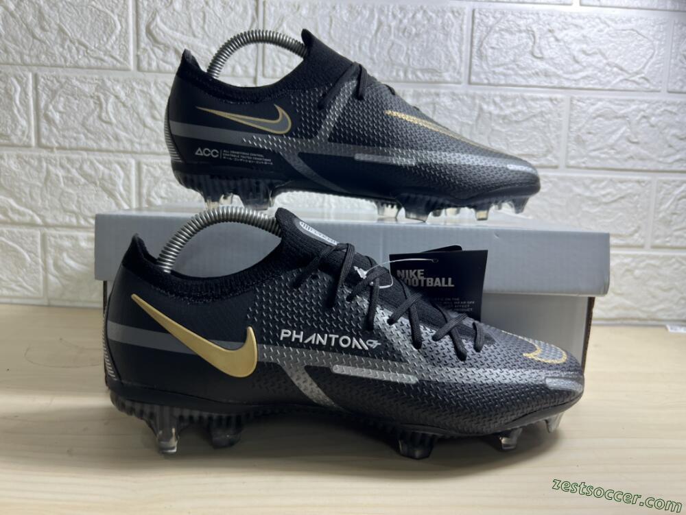 Nike Phantom GT 2 FG Low-Tops Soccer Cleats - Black/Silver/Gold