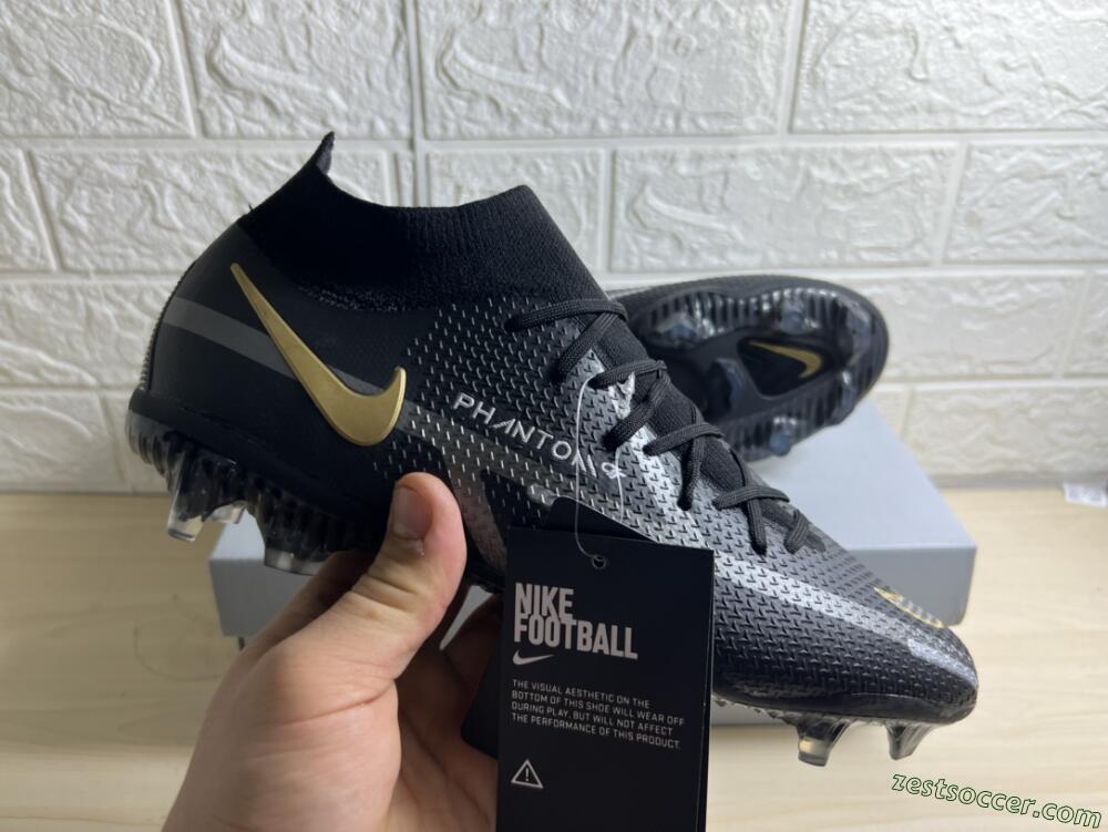 Nike Phantom GT 2 DF FG High-Tops Soccer Cleats - Black/Silver/Gold