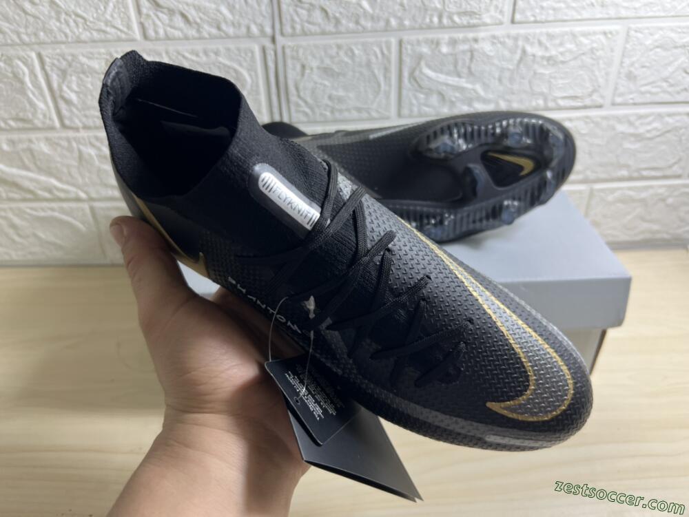 Nike Phantom GT 2 DF FG High-Tops Soccer Cleats - Black/Silver/Gold
