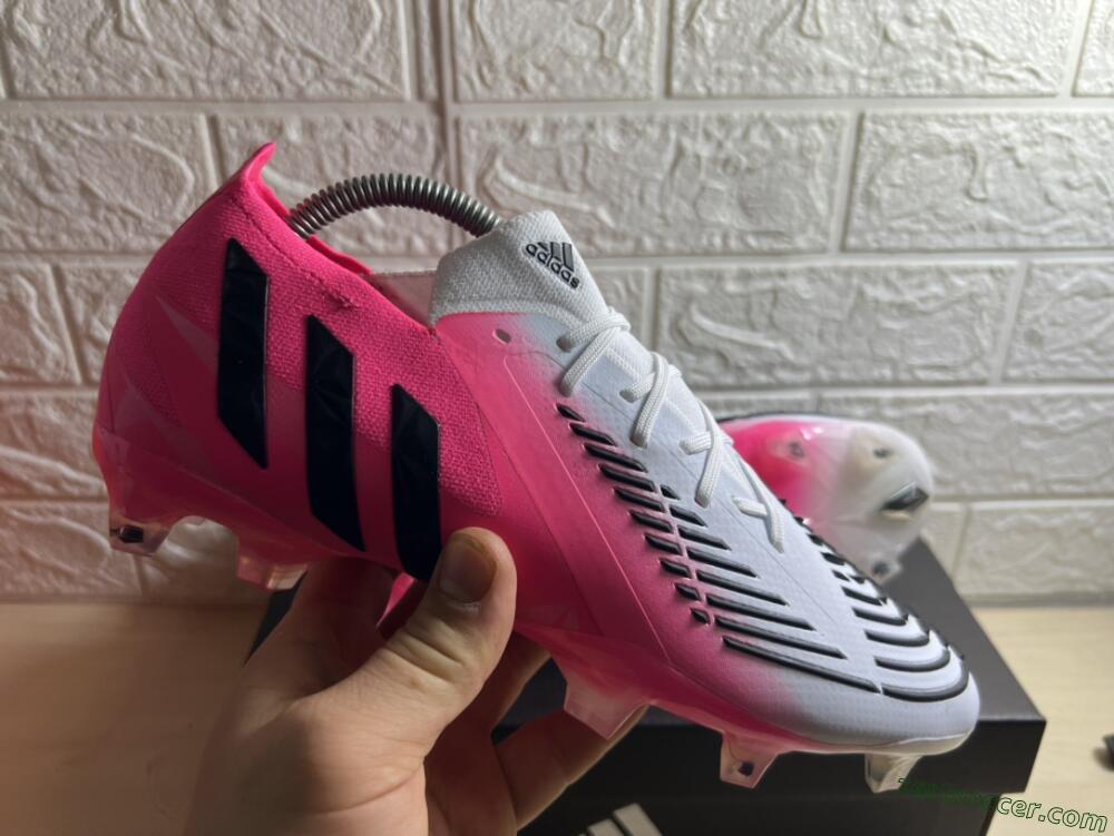 Adidas Predator Edge.1 FG High-Tops Soccer Cleats - White/Pink