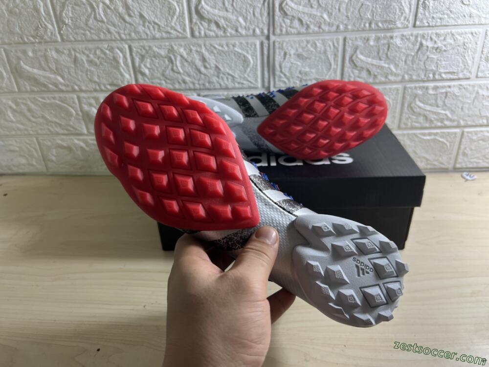 Adidas Predator Freak+ TF High-Tops Soccer Shoes - Silver/Blue/Red