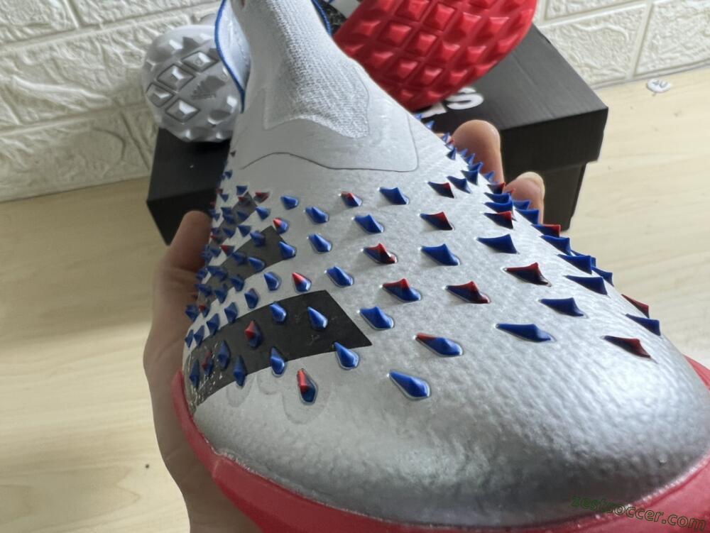 Adidas Predator Freak+ TF High-Tops Soccer Shoes - Silver/Blue/Red