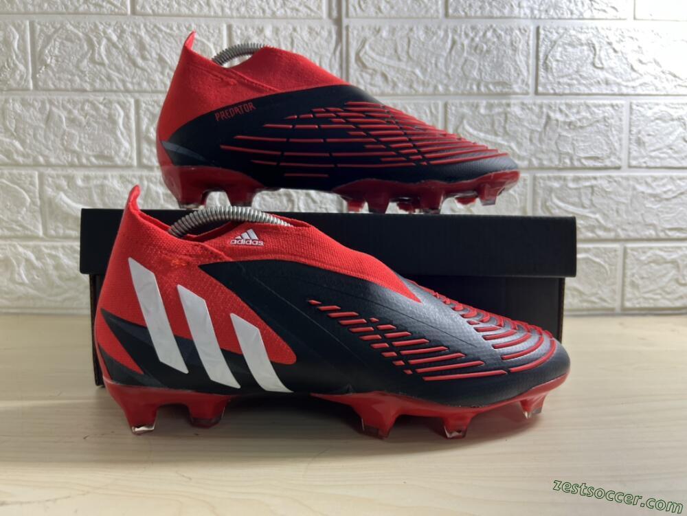 Adidas Predator Edge Geometric+ FG High-Tops Soccer Cleats - Red/Black/White