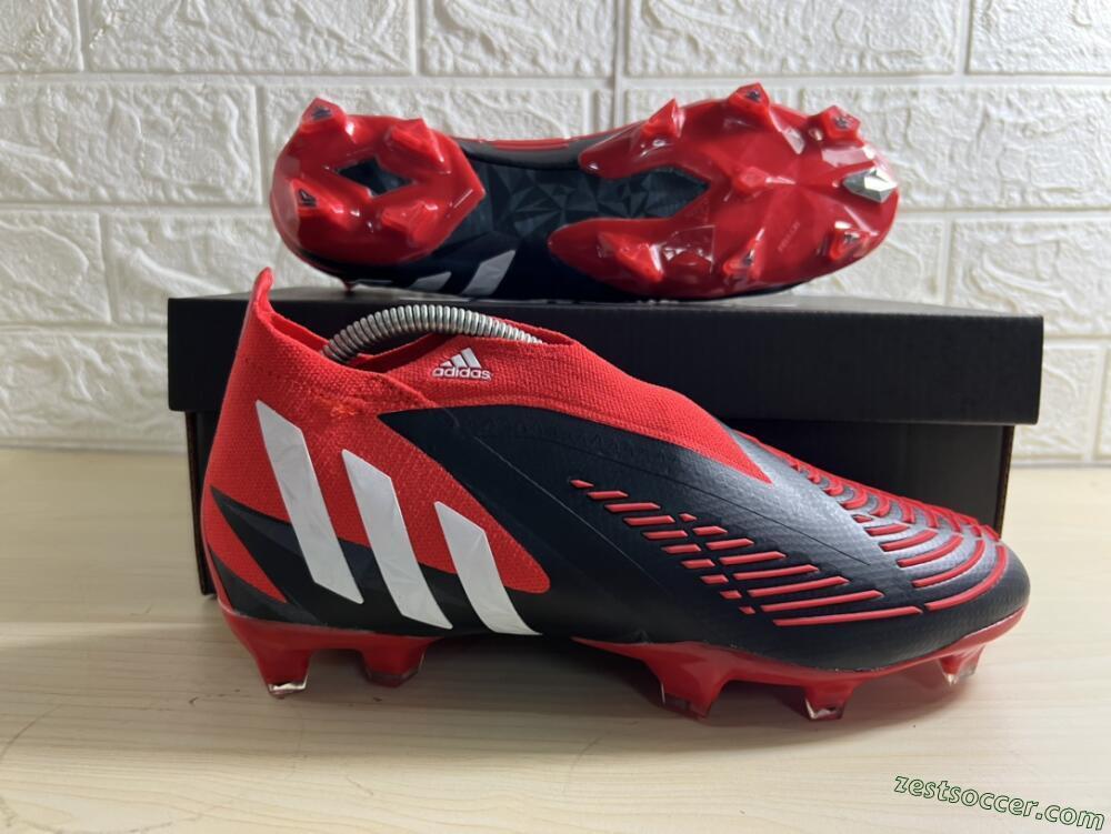 Adidas Predator Edge Geometric+ FG High-Tops Soccer Cleats - Red/Black/White