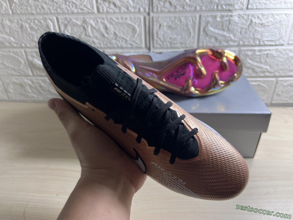 Nike Air Zoom Mercurial Vapor 15 Elite FG Low-Tops Soccer Cleats - Gold/White/Black