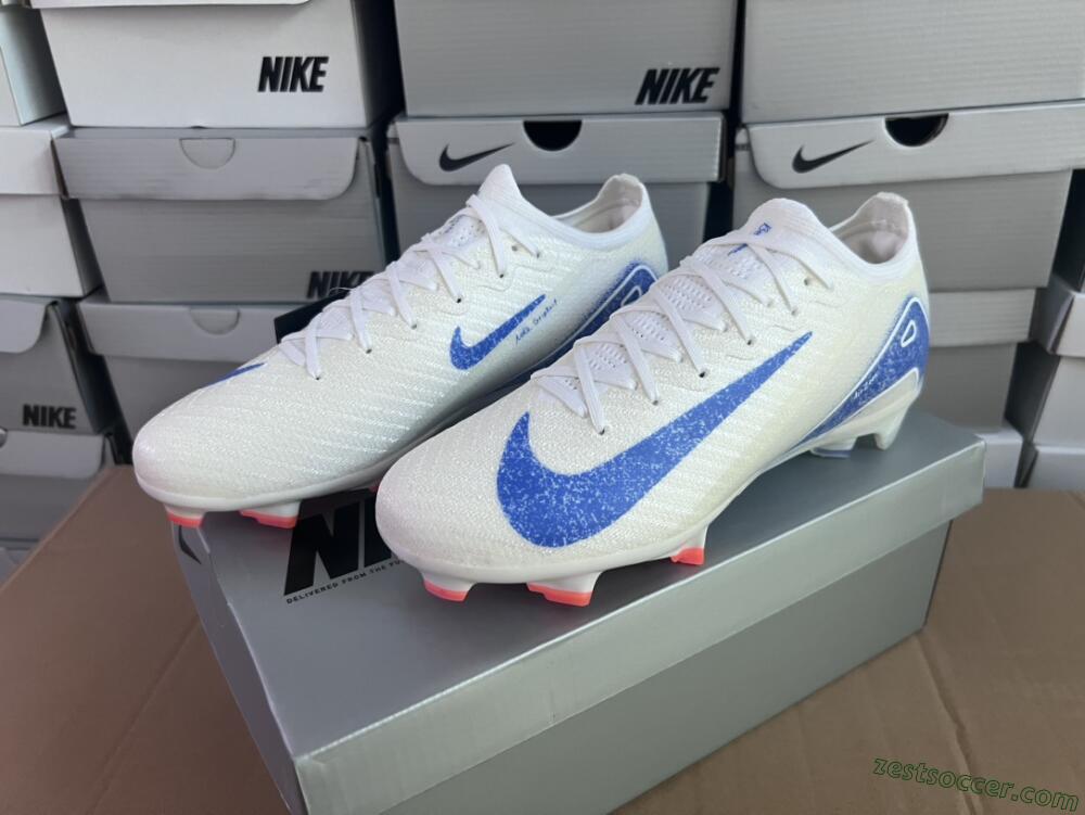 Nike Air Zoom Mercurial Vapor 16 Elite FG Low-Tops Soccer Cleats - White/Silver/Blue/Orange