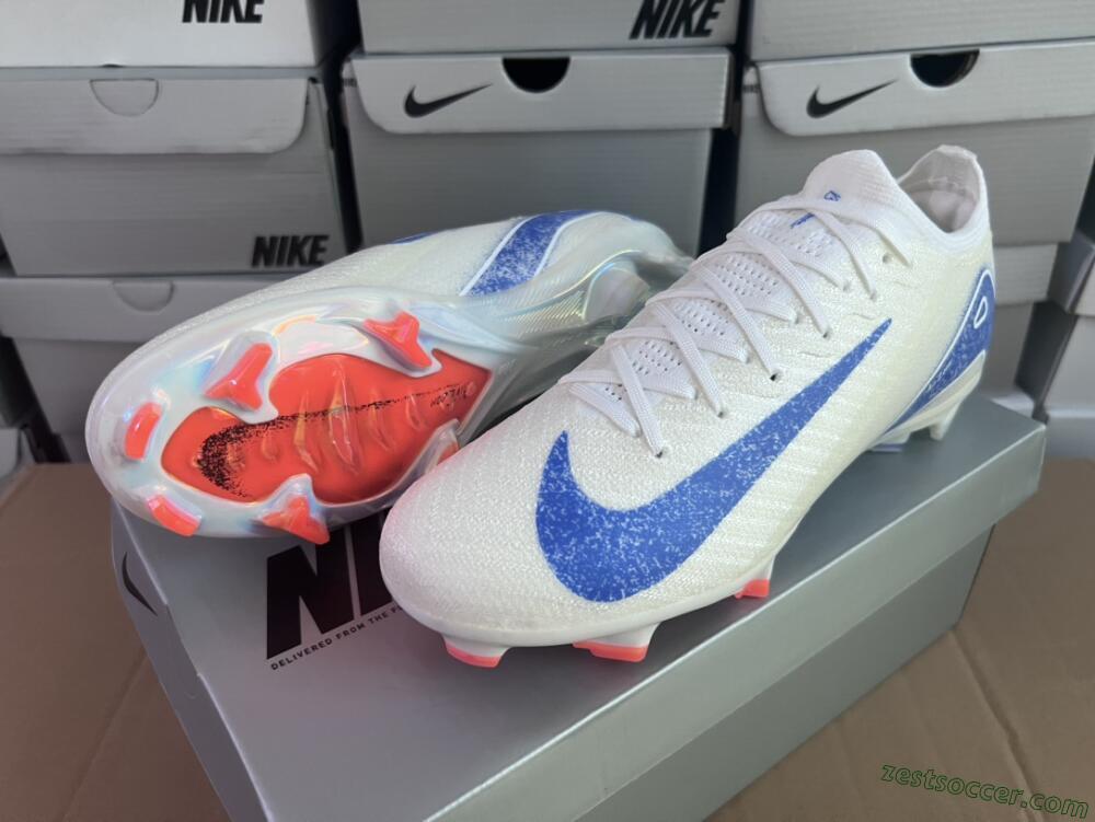 Nike Air Zoom Mercurial Vapor 16 Elite FG Low-Tops Soccer Cleats - White/Silver/Blue/Orange