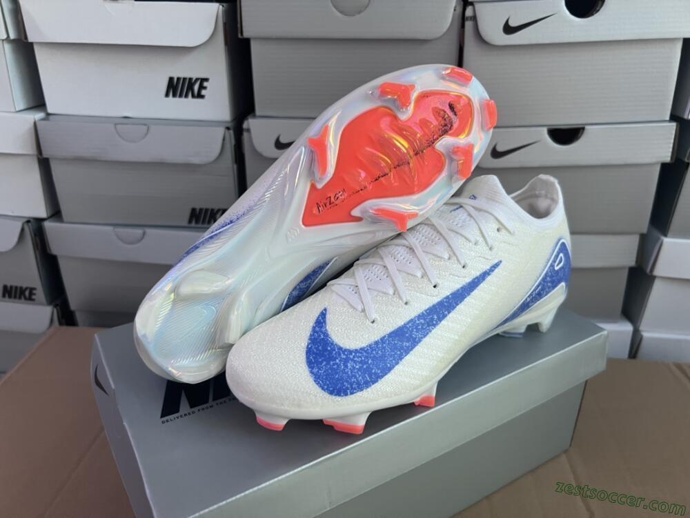 Nike Air Zoom Mercurial Vapor 16 Elite FG Low-Tops Soccer Cleats - White/Silver/Blue/Orange