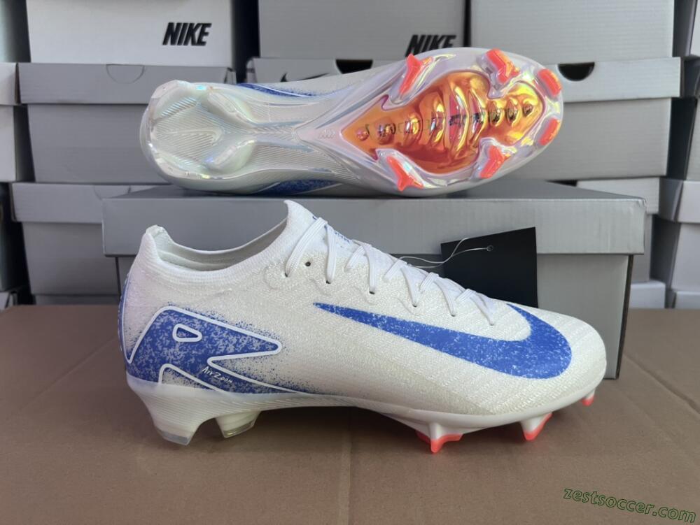 Nike Air Zoom Mercurial Vapor 16 Elite FG Low-Tops Soccer Cleats - White/Silver/Blue/Orange