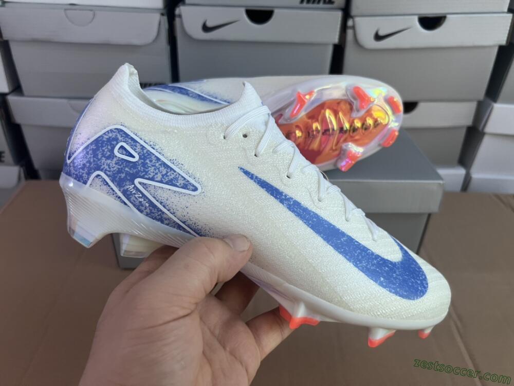 Nike Air Zoom Mercurial Vapor 16 Elite FG Low-Tops Soccer Cleats - White/Silver/Blue/Orange