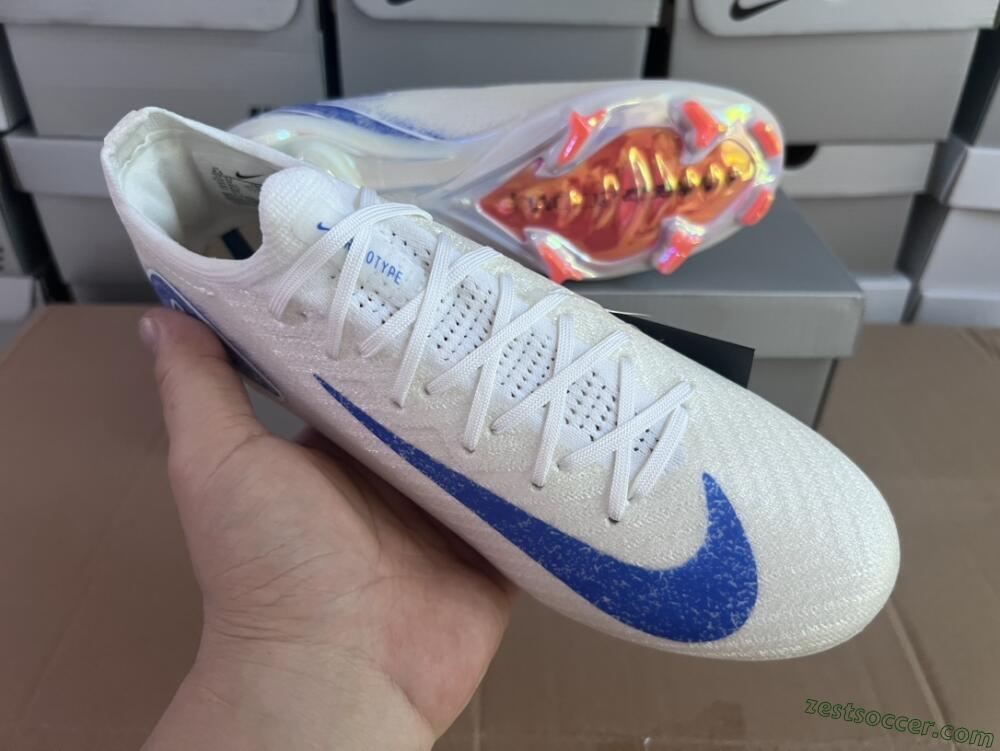 Nike Air Zoom Mercurial Vapor 16 Elite FG Low-Tops Soccer Cleats - White/Silver/Blue/Orange