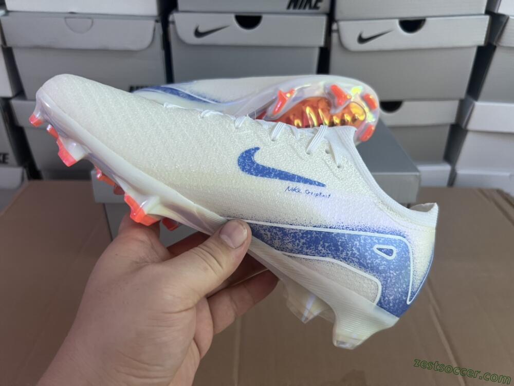 Nike Air Zoom Mercurial Vapor 16 Elite FG Low-Tops Soccer Cleats - White/Silver/Blue/Orange