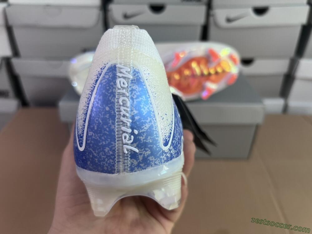 Nike Air Zoom Mercurial Vapor 16 Elite FG Low-Tops Soccer Cleats - White/Silver/Blue/Orange