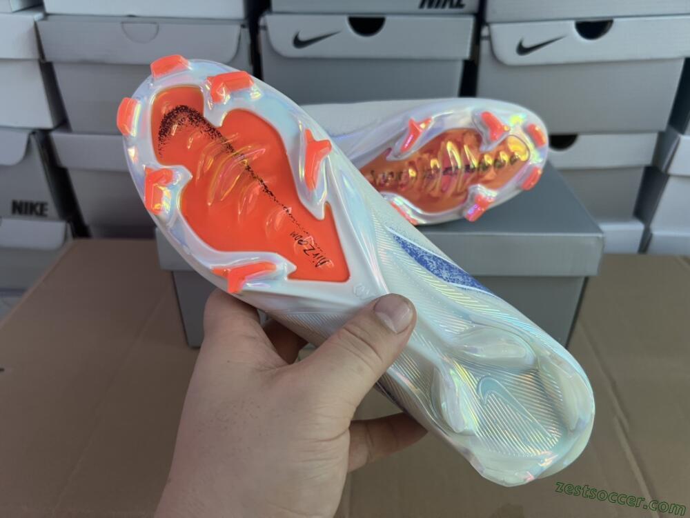 Nike Air Zoom Mercurial Vapor 16 Elite FG Low-Tops Soccer Cleats - White/Silver/Blue/Orange