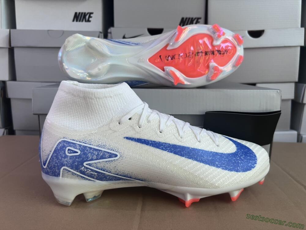 Nike Air Zoom Mercurial Superfly 10 Elite FG High-Tops Soccer Cleats - Grey/Blue/Orange