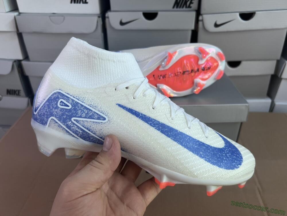Nike Air Zoom Mercurial Superfly 10 Elite FG High-Tops Soccer Cleats - Grey/Blue/Orange