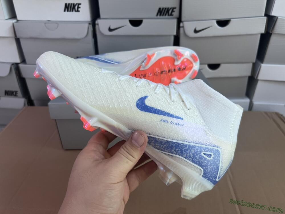 Nike Air Zoom Mercurial Superfly 10 Elite FG High-Tops Soccer Cleats - Grey/Blue/Orange