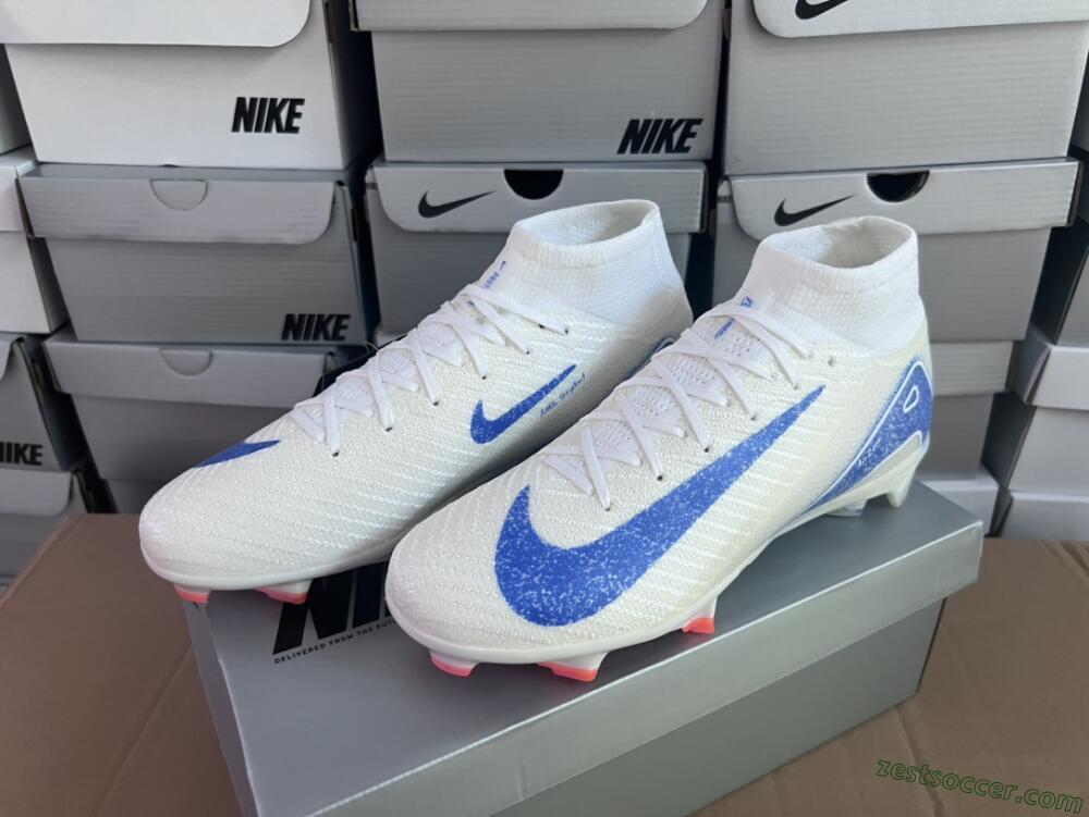 Nike Air Zoom Mercurial Superfly 10 Elite FG High-Tops Soccer Cleats - Grey/Blue/Orange