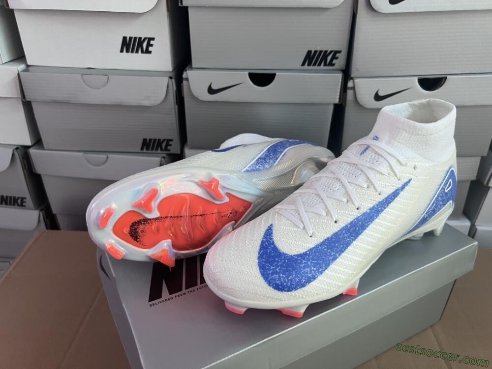 Nike Air Zoom Mercurial Superfly 10 Elite FG High-Tops Soccer Cleats - Grey/Blue/Orange