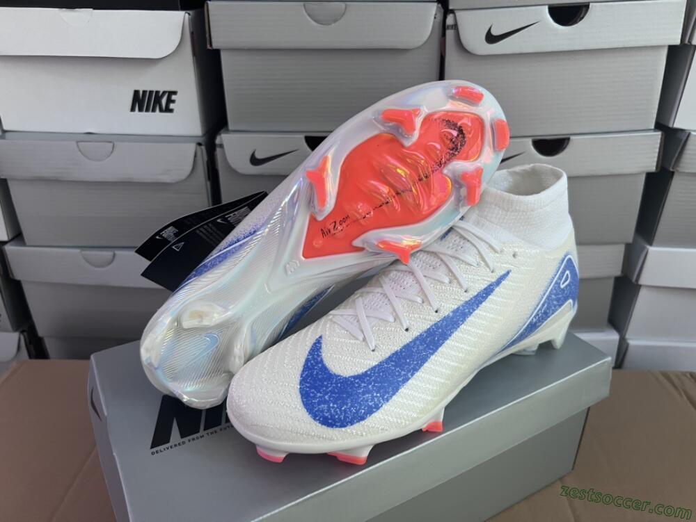Nike Air Zoom Mercurial Superfly 10 Elite FG High-Tops Soccer Cleats - Grey/Blue/Orange