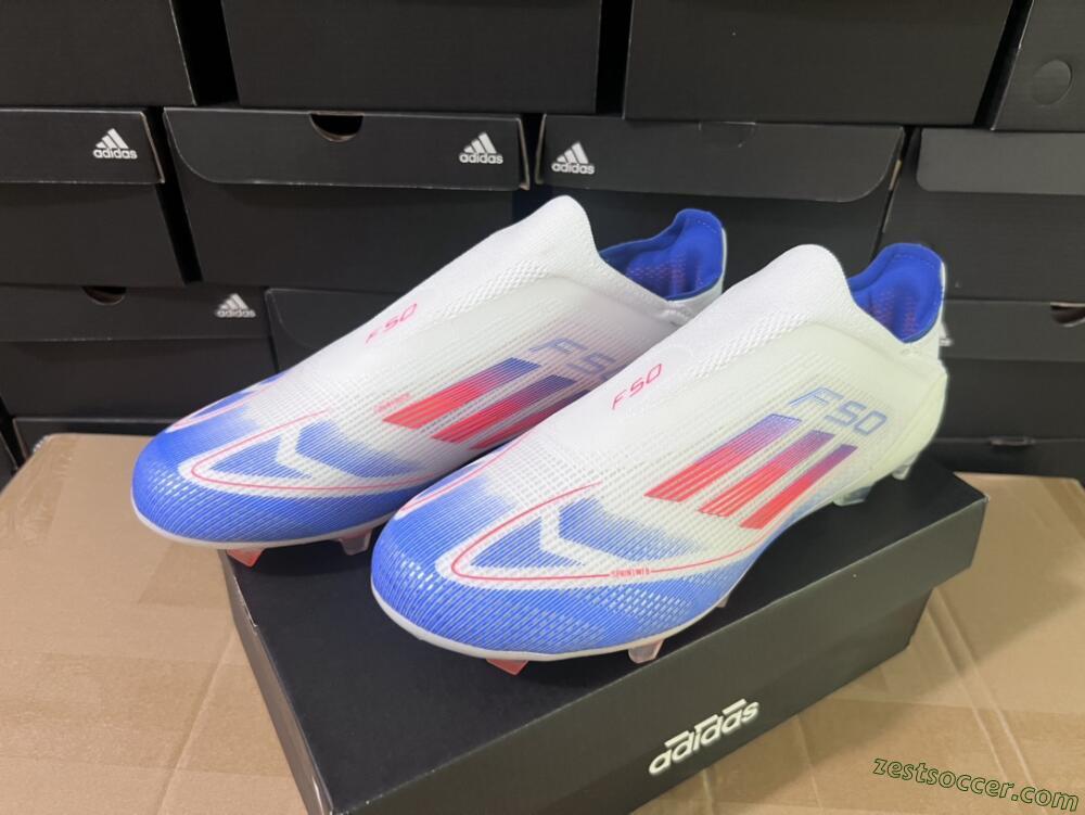 Adidas F50 Adizero FG Low-Tops Soccer Cleats - White/Blue/Orange