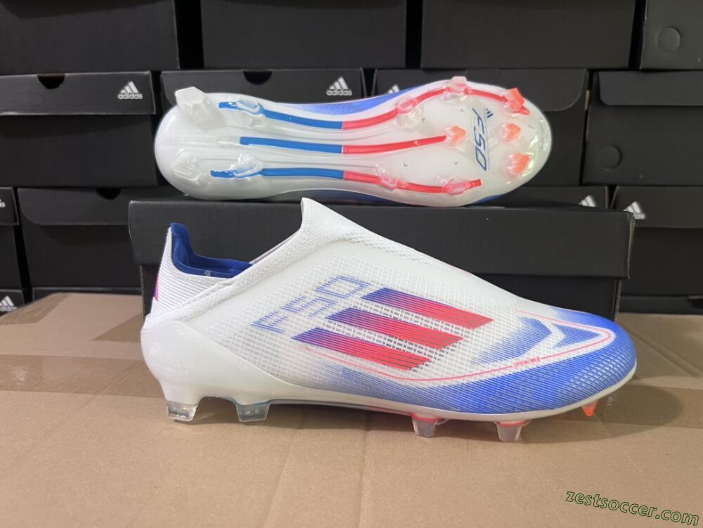 Adidas F50 Adizero FG Low-Tops Soccer Cleats - White/Blue/Orange