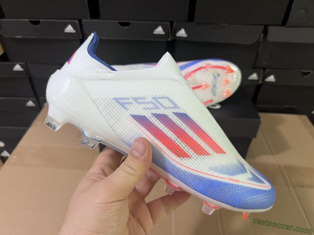 Adidas F50 Adizero FG Low-Tops Soccer Cleats - White/Blue/Orange