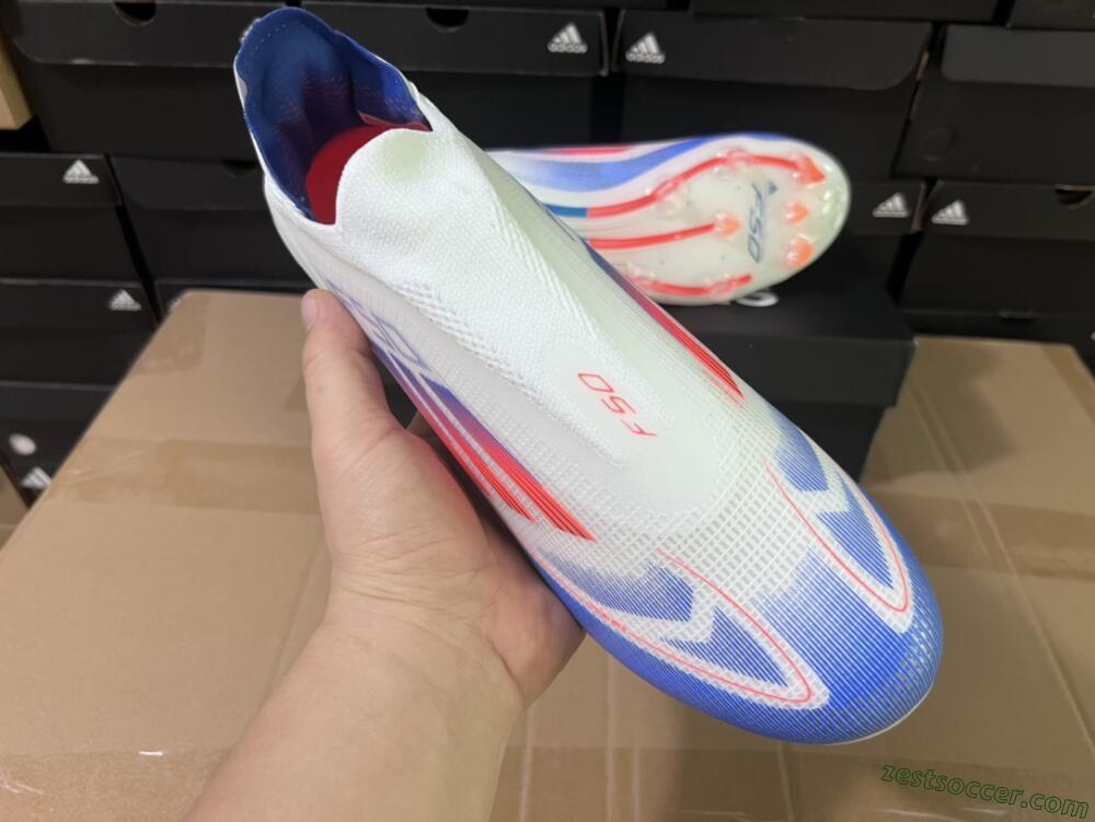 Adidas F50 Adizero FG Low-Tops Soccer Cleats - White/Blue/Orange