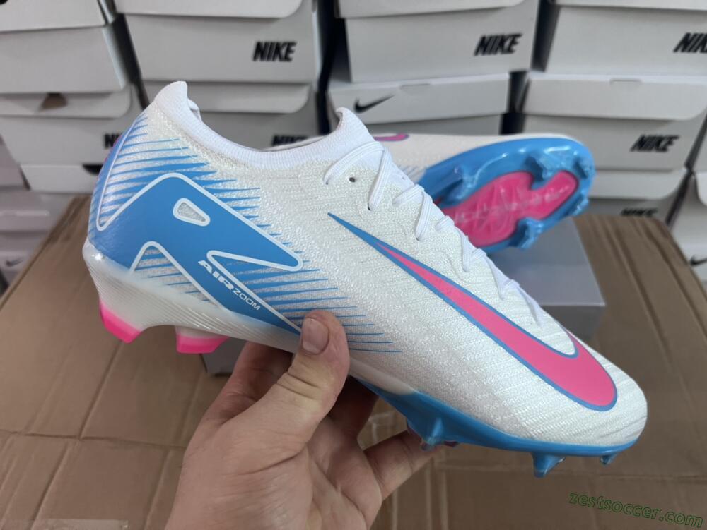 Nike Air Zoom Mercurial Vapor 16 Elite FG Low-Tops Soccer Cleats - White/Pink/Blue