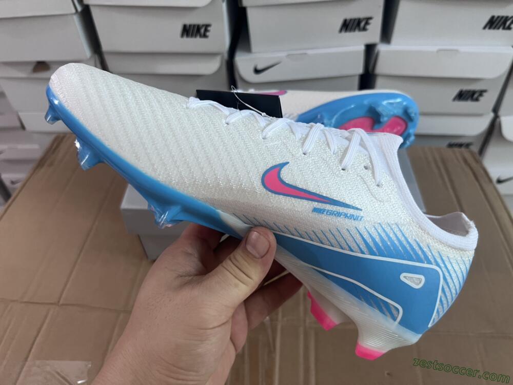 Nike Air Zoom Mercurial Vapor 16 Elite FG Low-Tops Soccer Cleats - White/Pink/Blue