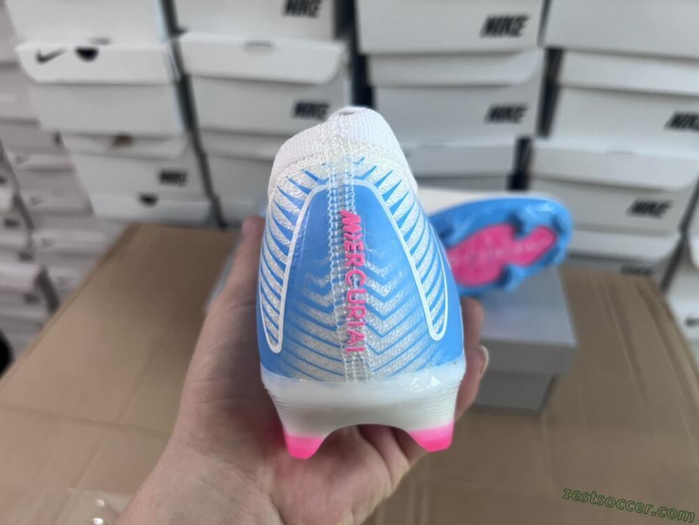 Nike Air Zoom Mercurial Vapor 16 Elite FG Low-Tops Soccer Cleats - White/Pink/Blue