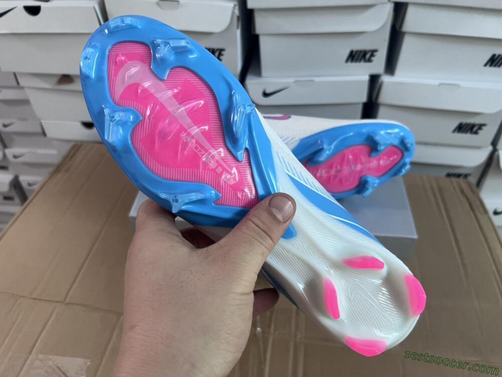 Nike Air Zoom Mercurial Vapor 16 Elite FG Low-Tops Soccer Cleats - White/Pink/Blue