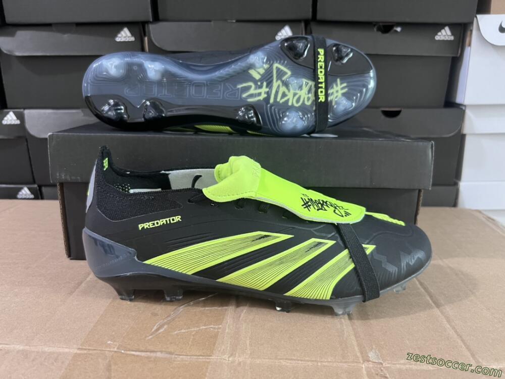 Adidas Predator Elite Foldover Tongue FG Low-Tops Soccer Cleats - Black/Yellow/Blue