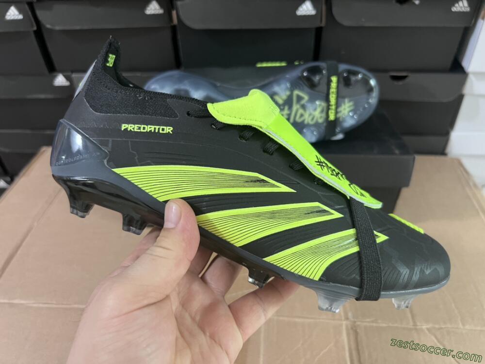 Adidas Predator Elite Foldover Tongue FG Low-Tops Soccer Cleats - Black/Yellow/Blue