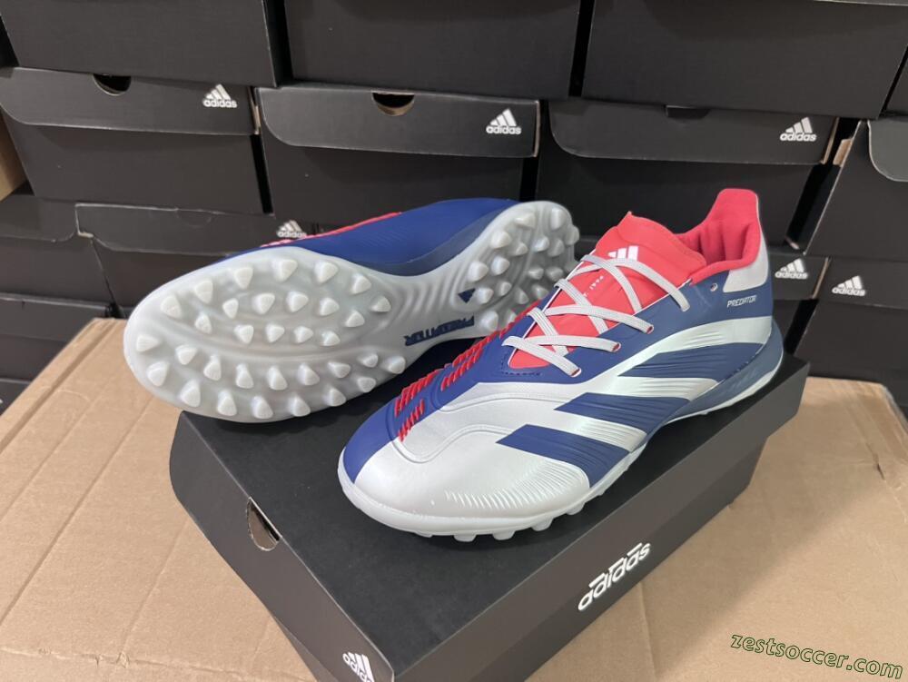 Adidas Predator 24 Elite TF Low-Tops Soccer Shoes - Silver/Blue/Red