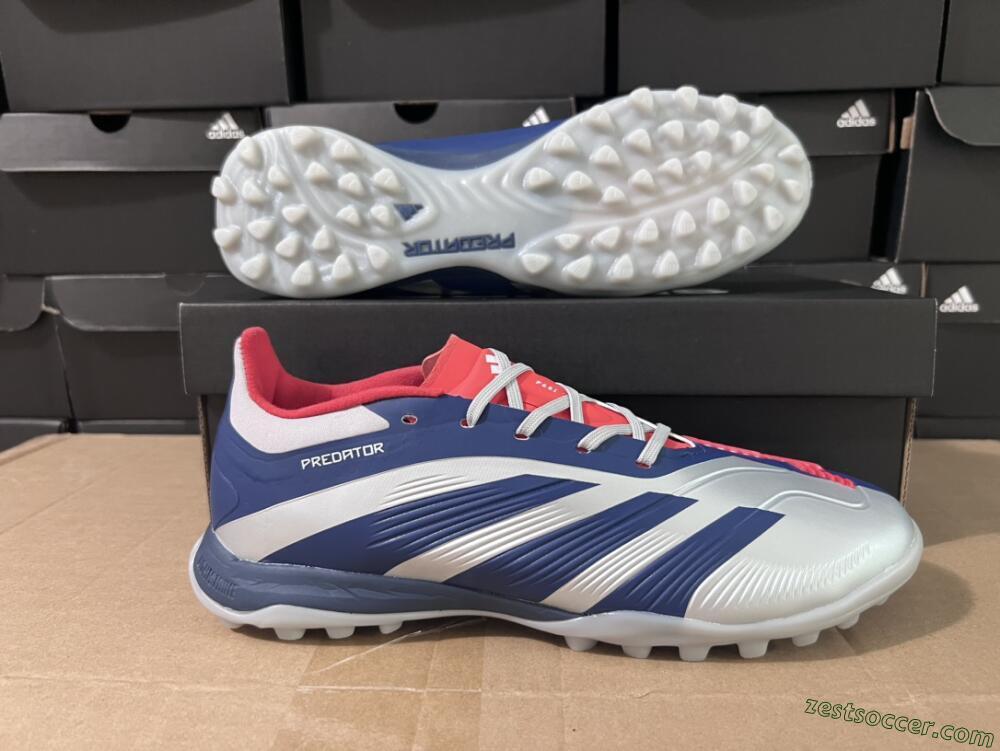 Adidas Predator 24 Elite TF Low-Tops Soccer Shoes - Silver/Blue/Red