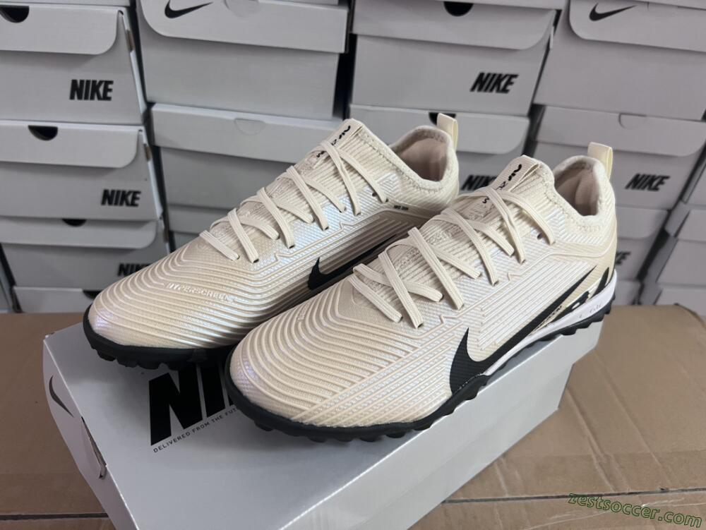 Nike Air Zoom Mercurial Vapor 15 Elite TF Low-Tops Soccer Shoes - Beige/Black/White
