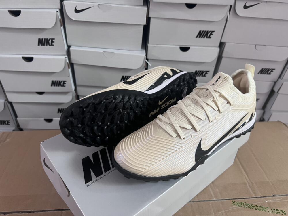 Nike Air Zoom Mercurial Vapor 15 Elite TF Low-Tops Soccer Shoes - Beige/Black/White