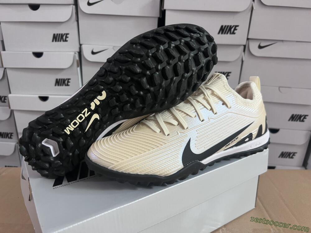 Nike Air Zoom Mercurial Vapor 15 Elite TF Low-Tops Soccer Shoes - Beige/Black/White