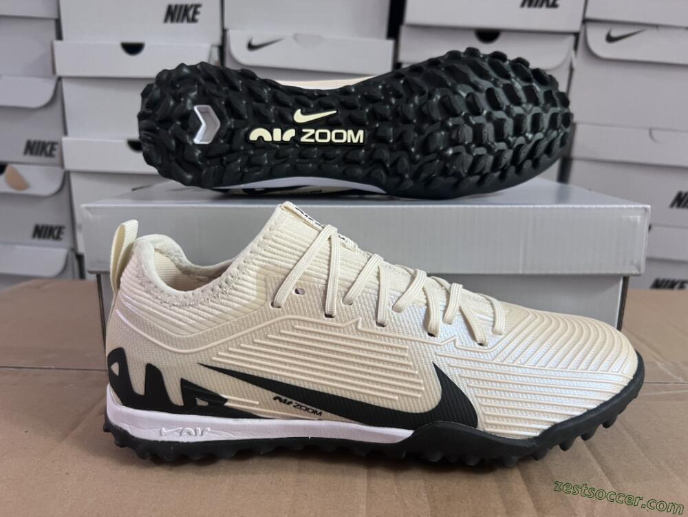 Nike Air Zoom Mercurial Vapor 15 Elite TF Low-Tops Soccer Shoes - Beige/Black/White