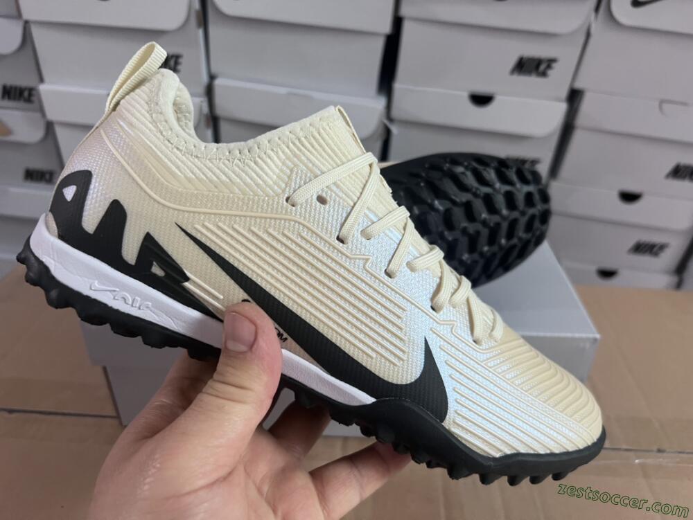 Nike Air Zoom Mercurial Vapor 15 Elite TF Low-Tops Soccer Shoes - Beige/Black/White