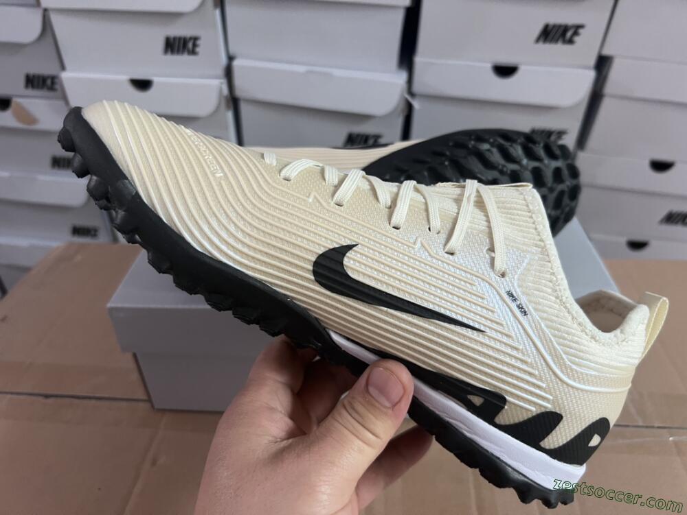 Nike Air Zoom Mercurial Vapor 15 Elite TF Low-Tops Soccer Shoes - Beige/Black/White