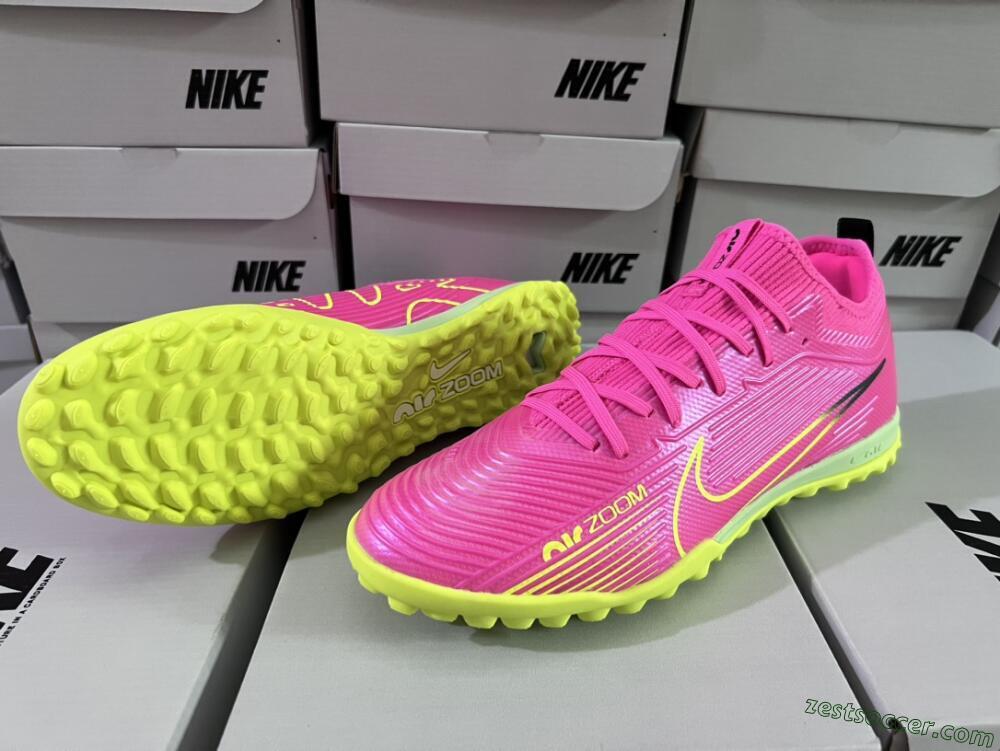 Nike Air Zoom Mercurial Vapor 15 Pro TF Low-Tops Soccer Shoes - Pink/Yellow/Green/Black