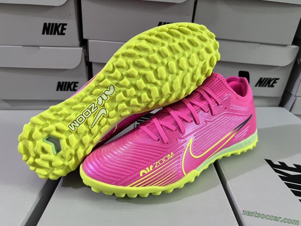 Nike Air Zoom Mercurial Vapor 15 Pro TF Low-Tops Soccer Shoes - Pink/Yellow/Green/Black