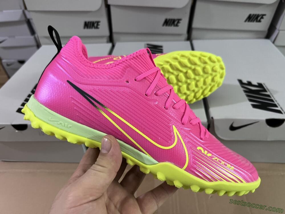 Nike Air Zoom Mercurial Vapor 15 Pro TF Low-Tops Soccer Shoes - Pink/Yellow/Green/Black