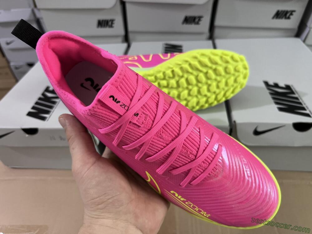 Nike Air Zoom Mercurial Vapor 15 Pro TF Low-Tops Soccer Shoes - Pink/Yellow/Green/Black