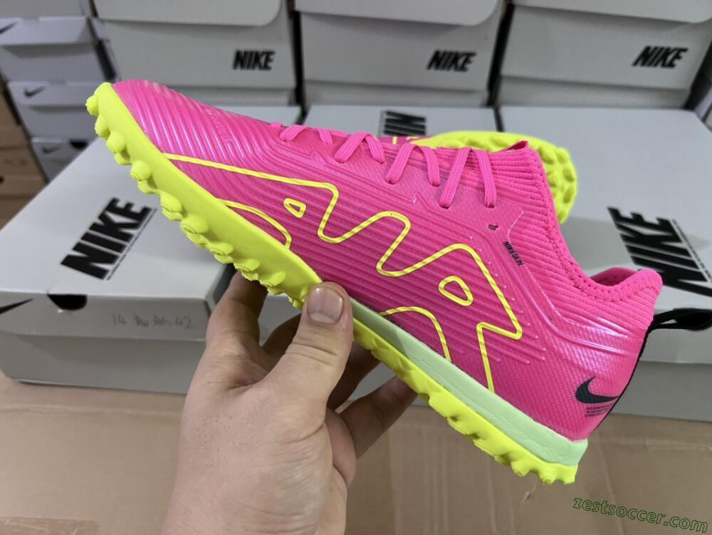 Nike Air Zoom Mercurial Vapor 15 Pro TF Low-Tops Soccer Shoes - Pink/Yellow/Green/Black