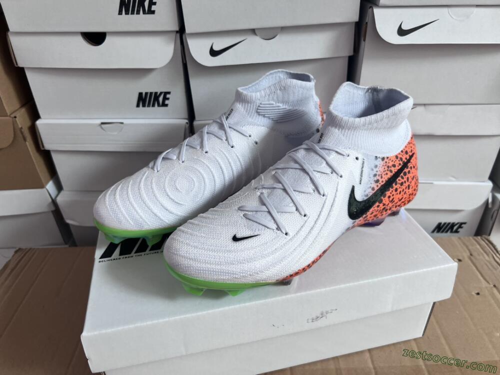 Nike Phantom Luna Elite NU FG High-Tops Soccer Cleats - White/Black/Orange