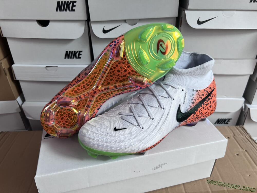 Nike Phantom Luna Elite NU FG High-Tops Soccer Cleats - White/Black/Orange